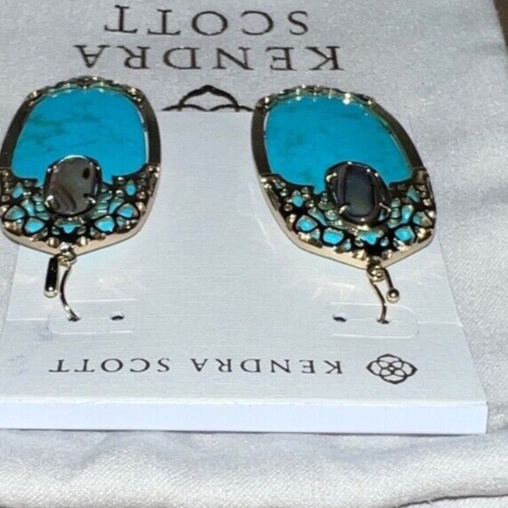 Kendra Scott Deva Turquoise Abalone Shell Earring… - image 3
